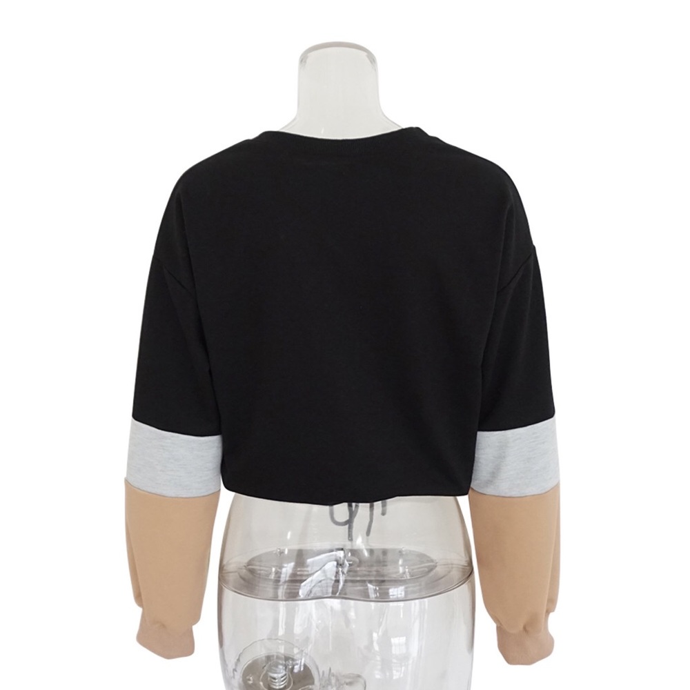 😘Take It Easy Black Beige Crew Neck Top - Picture 7 of 8